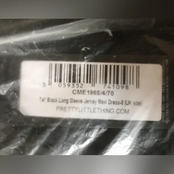 PrettyLittleThing Tall Black Long Sleeve Jersey Maxi Dress - UK8/ US4 - NWT - Picture 4 of 5